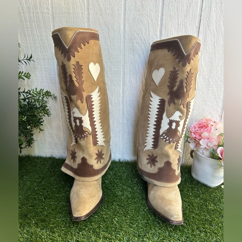ZIGI Hungria Knee High Western Boot In Natural $400 gently used size 6